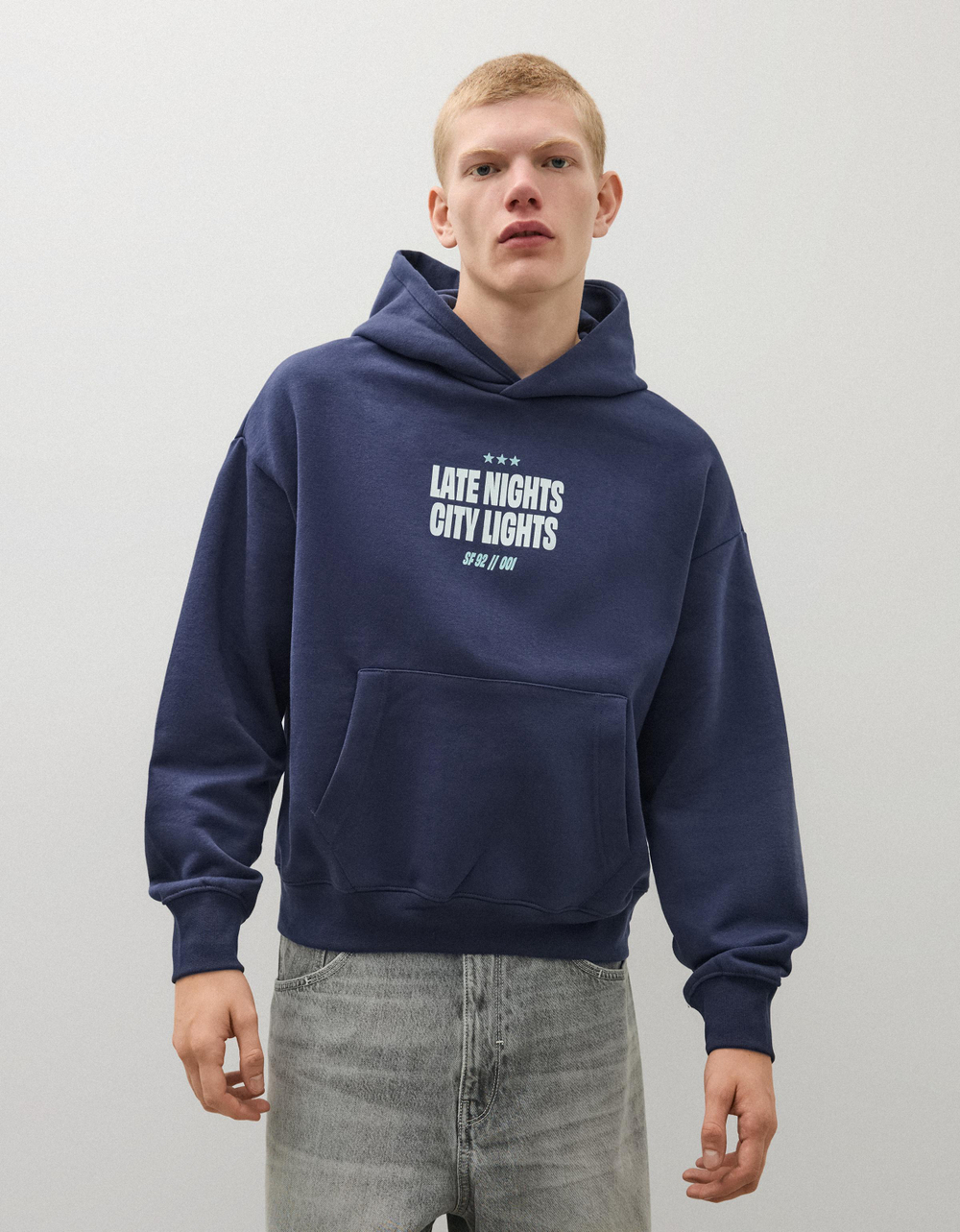 Мужское худи с принтом, арт. 3370/190 - BERSHKA
