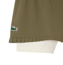 Женские теннисные шорты Lacoste Ultra Dry Lined - khaki green/white