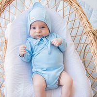 Боди-кимоно с длинным рукавом "Светлый деним" 0-3 м