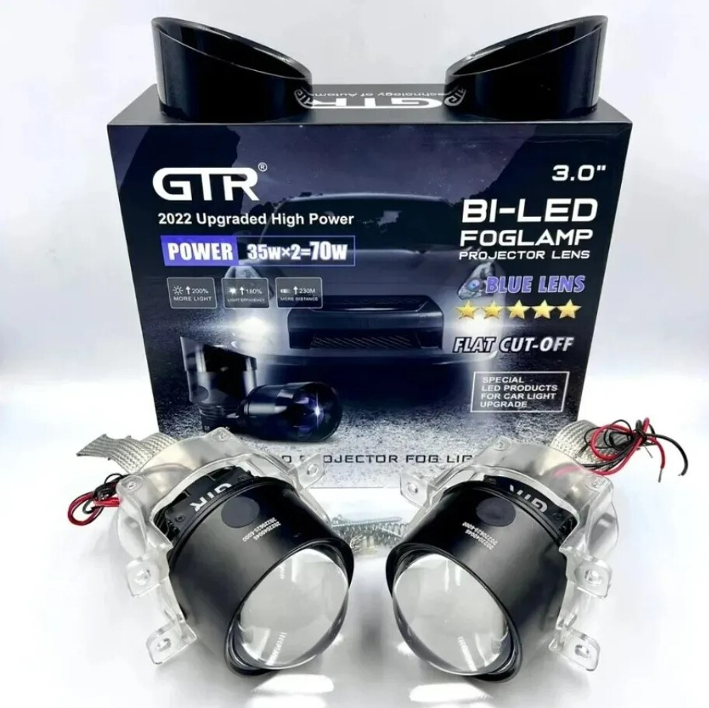 Билед ПТФ модули GTR Blue Lens (Tank) крепление Universal, 3.0 дюйма, 5500K, 12V, 35W, герметичные (комплект, 2шт)