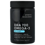 Sports Research, ДГК 700 омега-3, из рыбы дикого улова, 90 капсул
