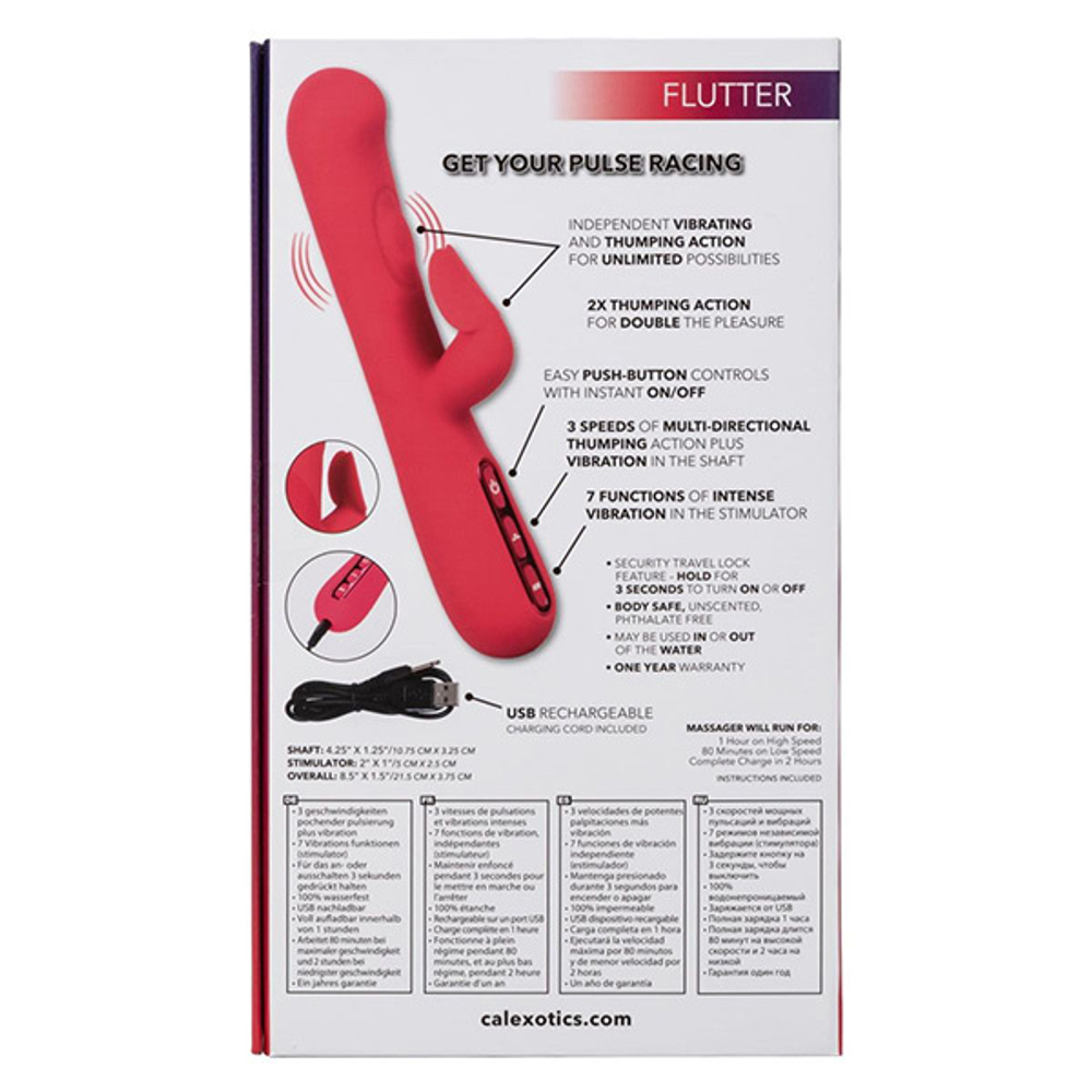 Розовый вибромассажер-кролик 21,5см California Exotic Novelties Throb Flutter SE-4500-15-3