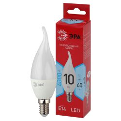 Лампа светодиодная ЭРА RED LINE LED BXS-10W-840-E14 R 10Вт свеча на ветру нейтральный белый свет Е14 | Лампы cветодиодные Свеча (B/C)