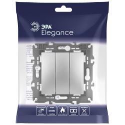 Выключатель ЭРА Elegance 14-1107-03 тройной 10АХ-250В IP20 алюминий | Эра Elegance