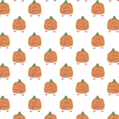 Милая Хэллоуинская тыква с карамельной тростью