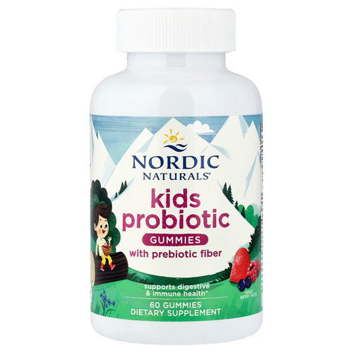 Nordic Naturals, детские жевательные таблетки с пробиотиками, со вкусом ягод, 60 жевательных таблеток