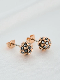 Серьги Черные шарики с кристаллами Swarovski