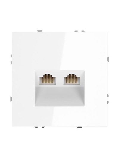 Розетка компьютерная 2-м СП S70 RJ45 + RJ45 кат.6 механизм бел. глянцевый Voltum VLS060201