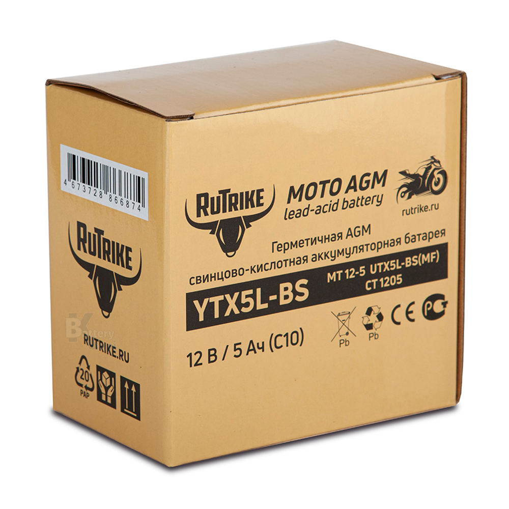 Аккумулятор Rutrike 12V/5Ah (YTX5L-BS)