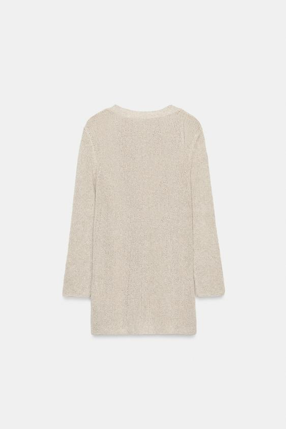 ZARA ТРИКОТАЖНЫЙ КАРДИГАН С V-ОБРАЗНЫМ ВЫРЕЗОМ, СВЕТЛО-БЕЖЕВЫЙ