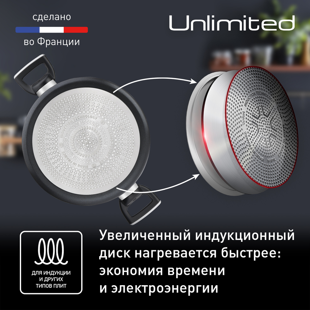 Кастрюля с крышкой Tefal Unlimited 5.2 л 24 см G2554672