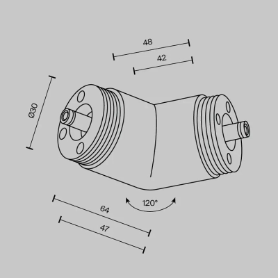 Угловой коннектор 120° для системы Shelf без ввода питания, CA018LWC-B. TM Maytoni