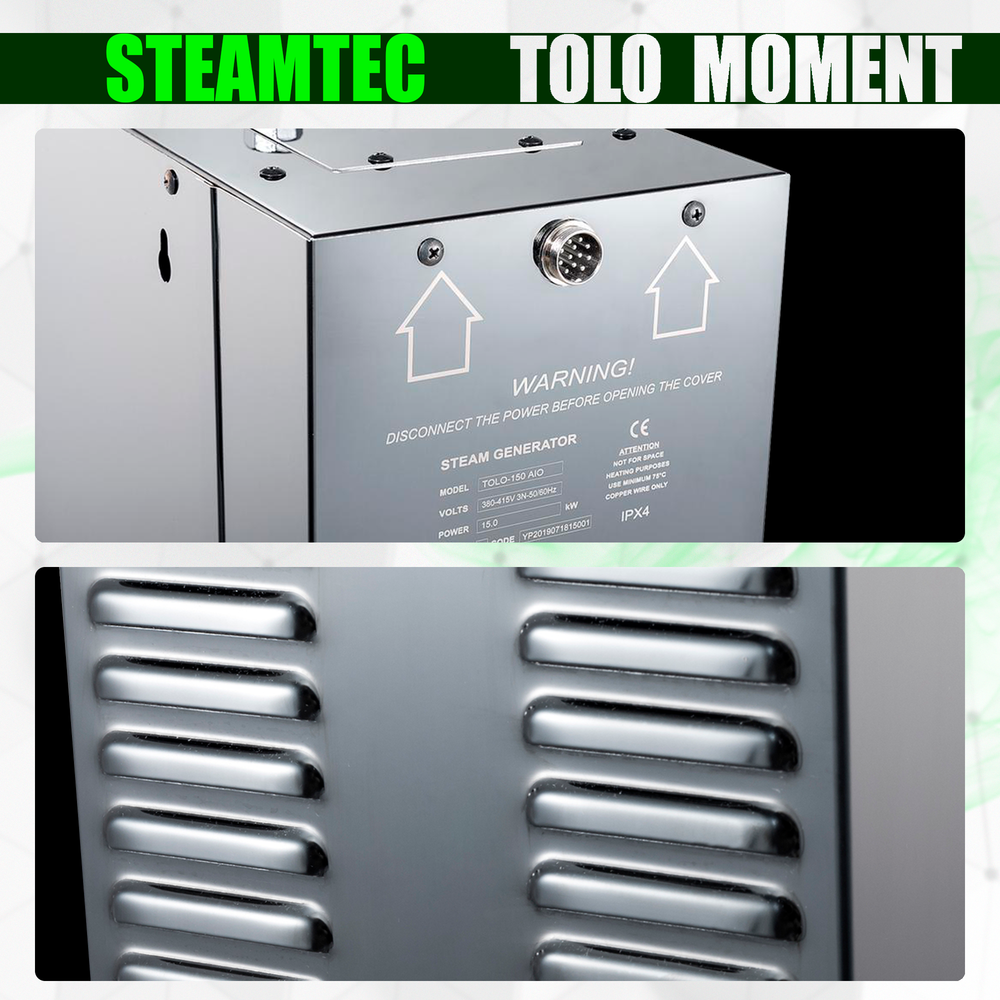Steamtec TOLO MOMENT 45 - 4,5 кВт парогенераторы для хамама и турецкой бани / Серия PLATINUM со встроенной музыкой, пультом на 9-ти языках и возможностью монтажа без термодатчиков