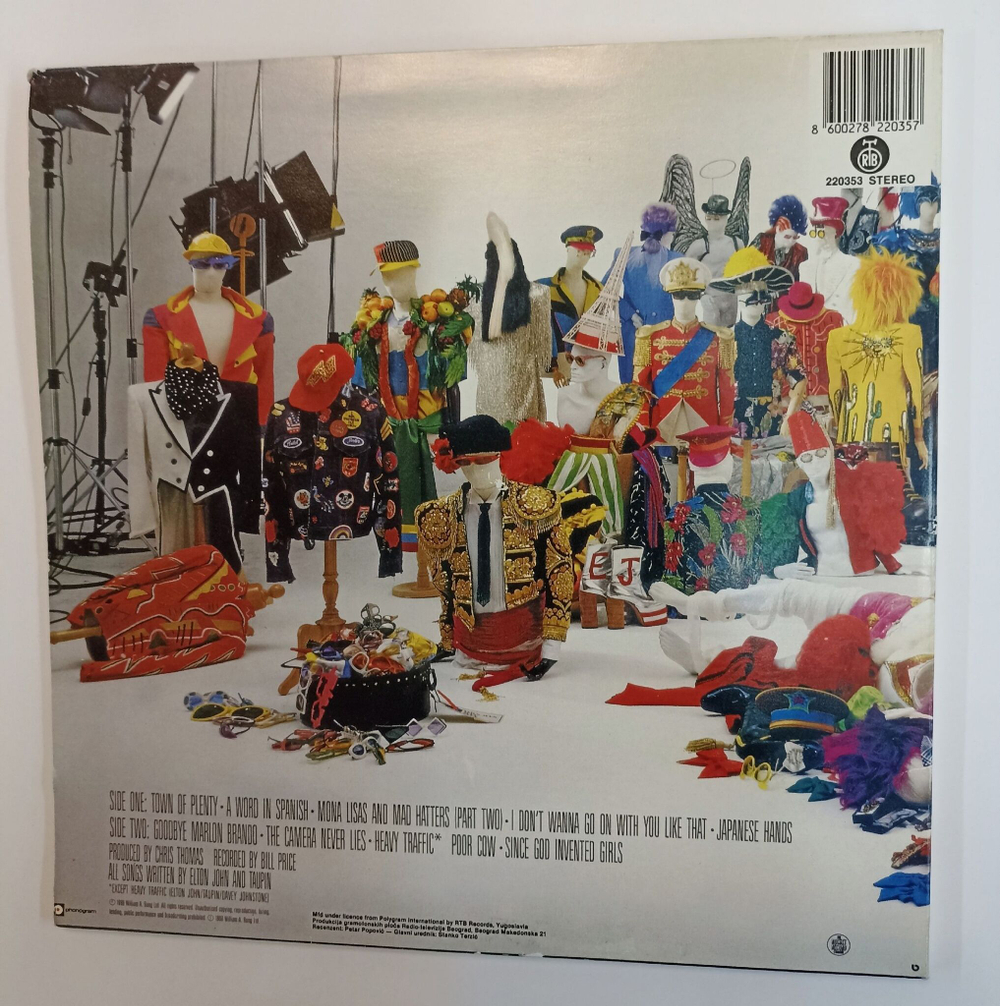 Винтажная виниловая пластинка LP Elton John Reg Strikes Back (Югославия 1988)