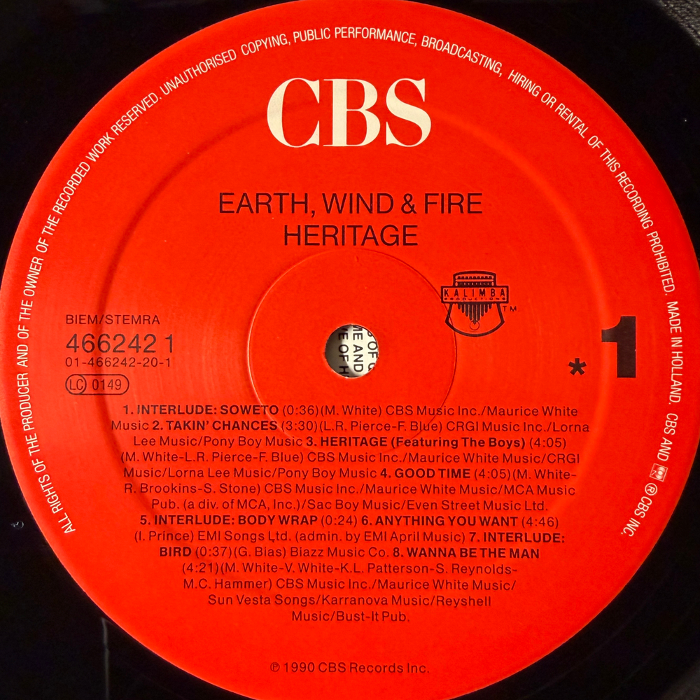 Earth, Wind & Fire ‎– Heritage (Голландия 1990г.)
