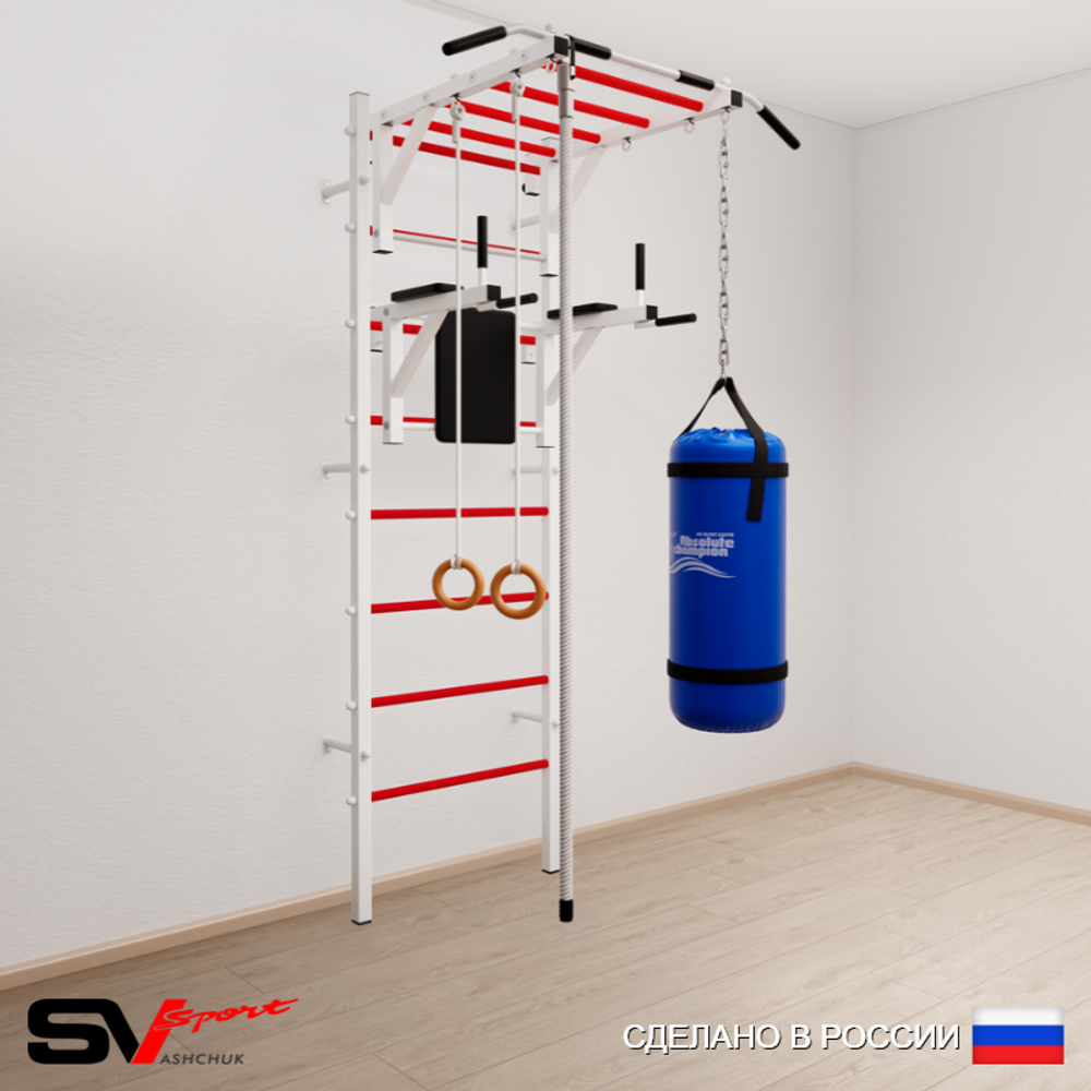 Шведская стенка Sv Sport 5441 (Турник рукоход/Брусья/Канат/Кольца/Цепь/Мешок 15кг)