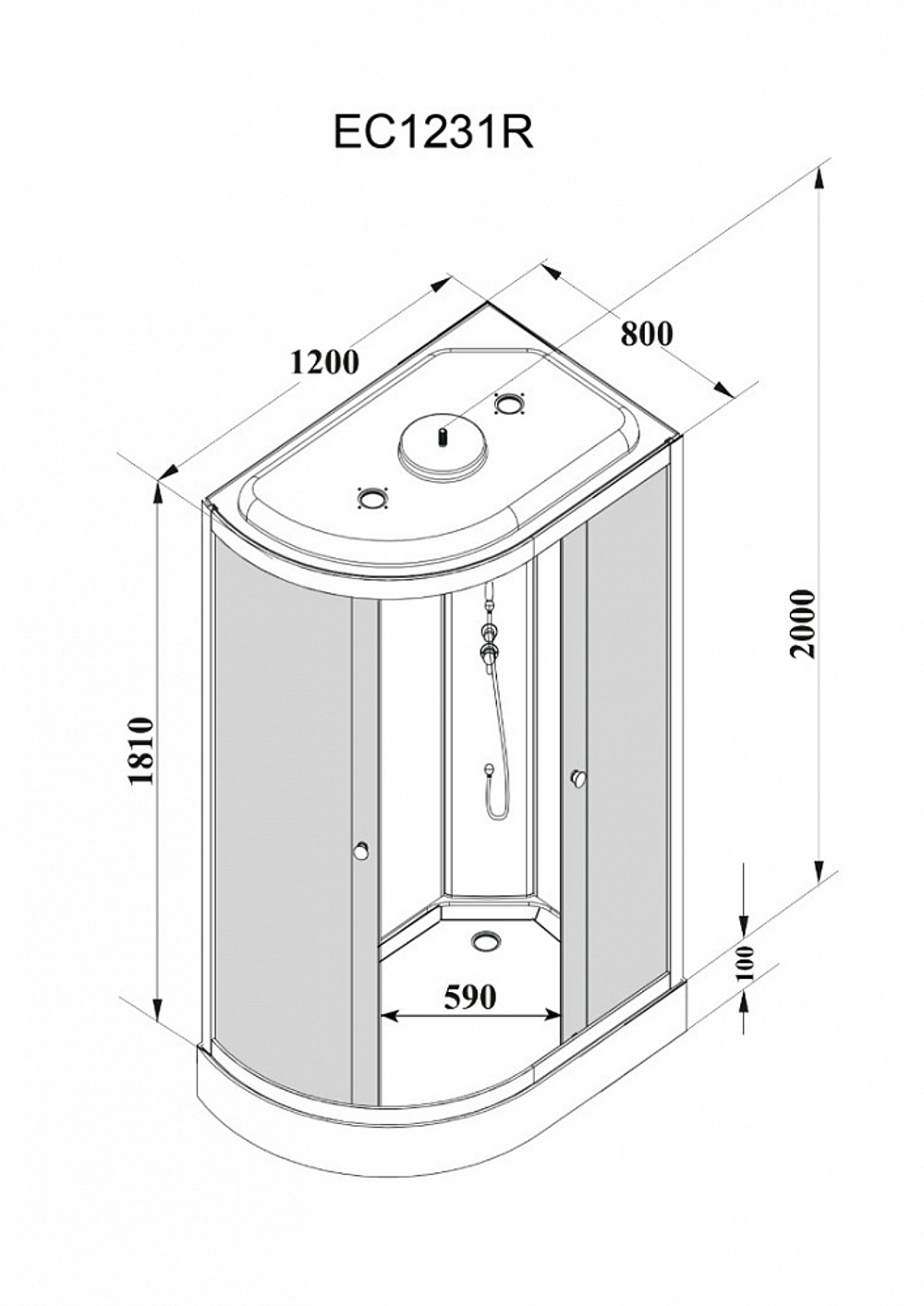 Душевая кабина PARLY EC1231R (120х80х210)