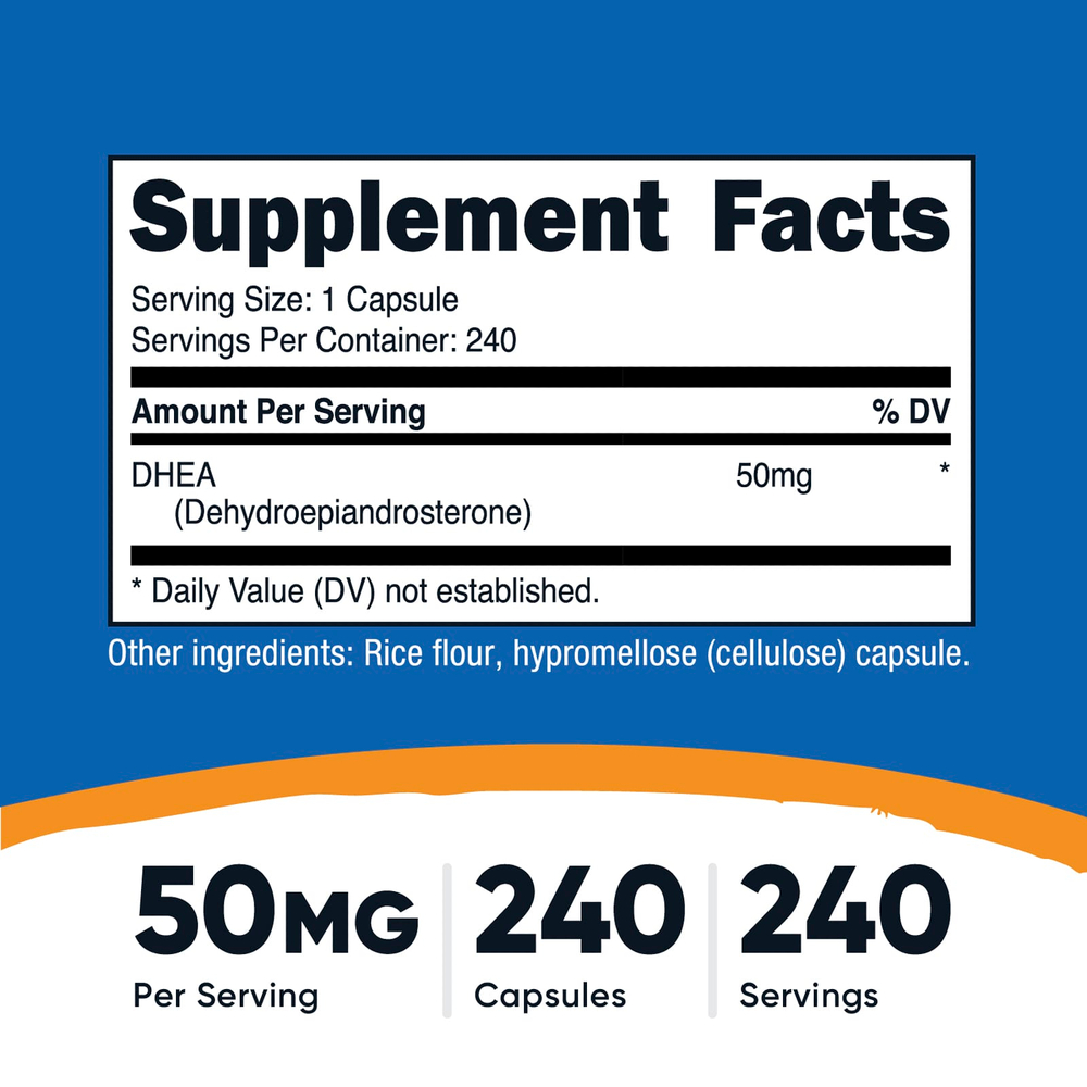 Nutricost, ДГЭА, 50 мг, 240 капсул
