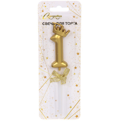 Свеча для торта Цифра Бантик «1» 12.5 см