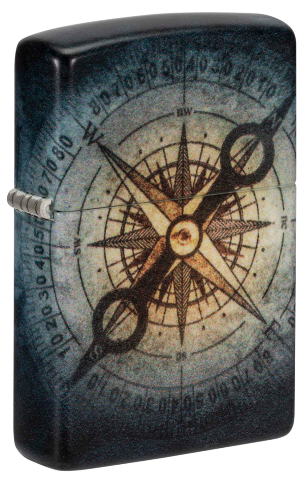 Зажигалка Zippo Compass Ghost с покрытием Glow In The Dark Green, латунь/сталь, черная, 38x13x57 мм