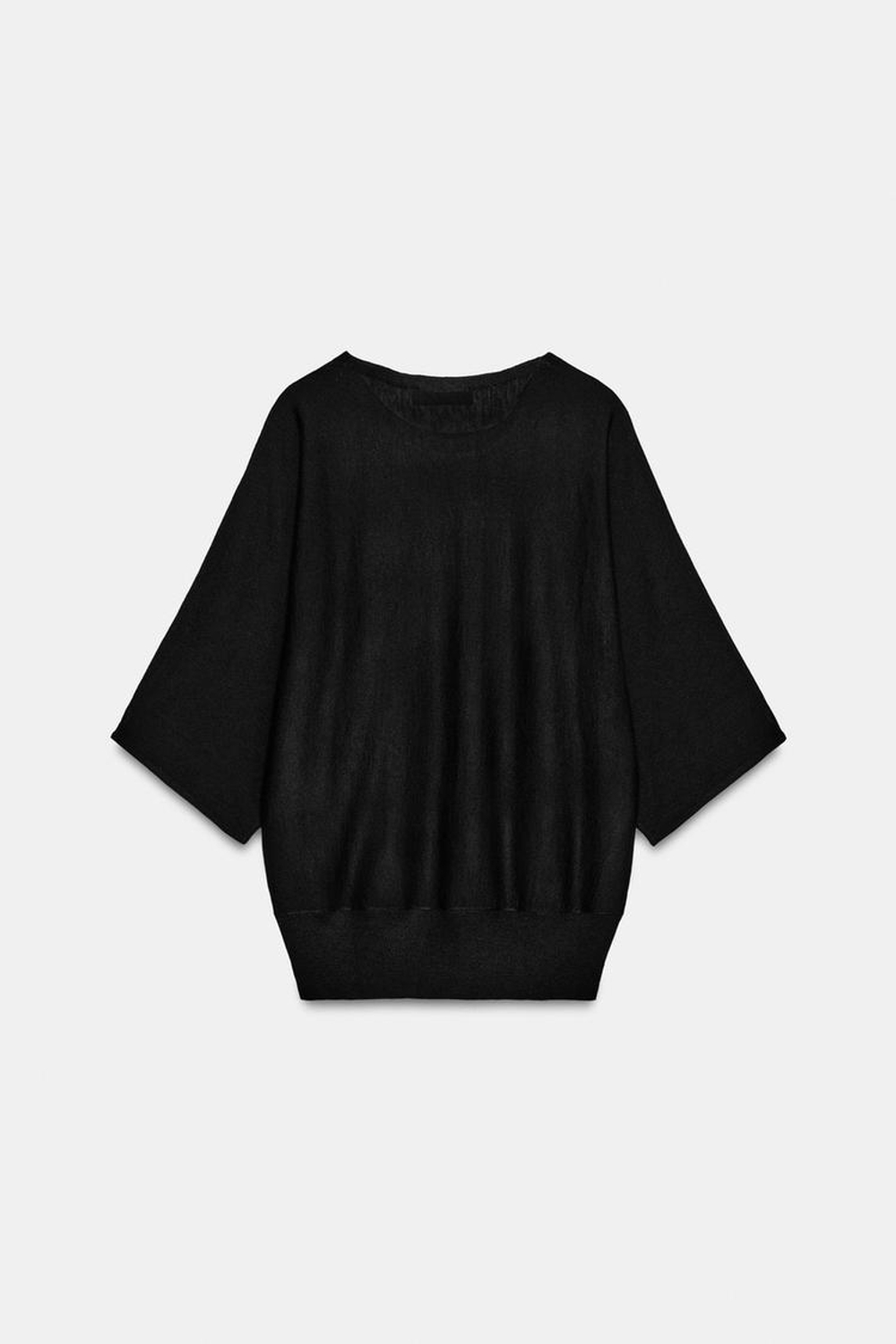 ZARA СВИТЕР С РУКАВАМИ 3/4, ЧЕРНЫЙ