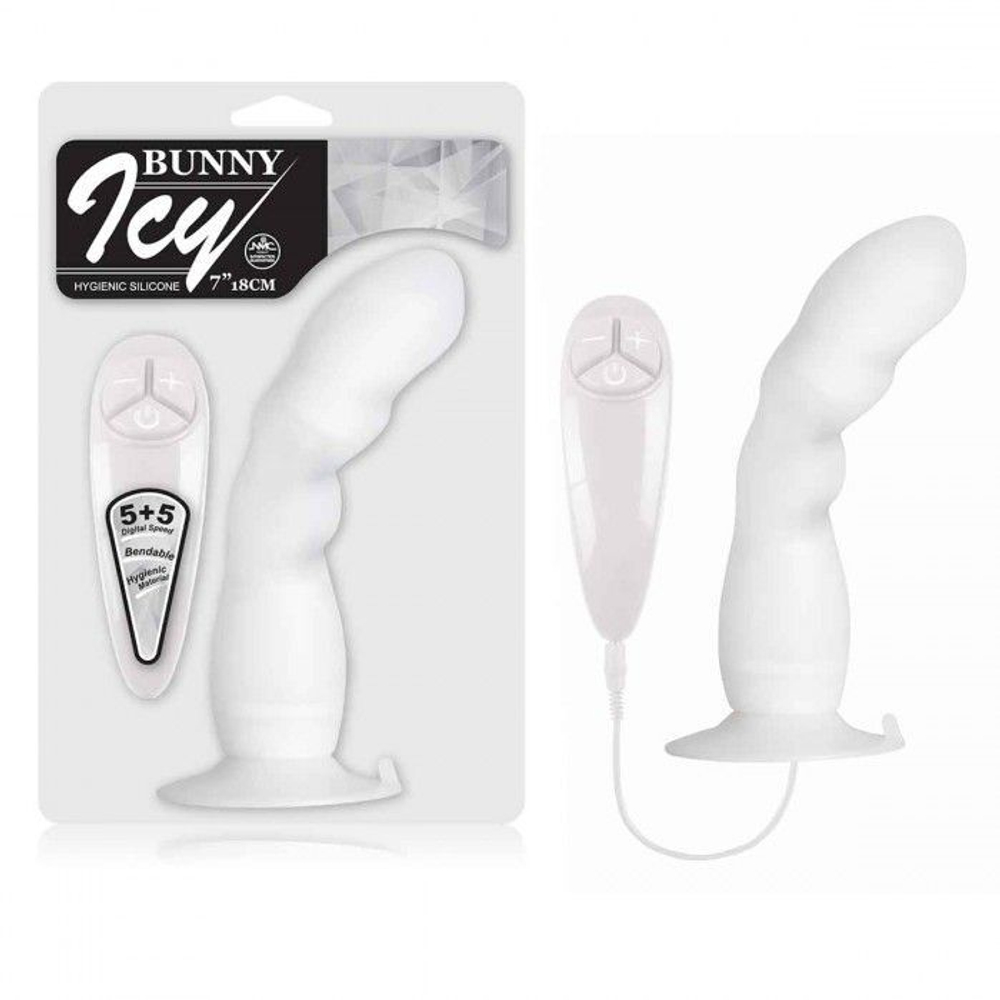 Белый вибратор для G-точки BUNNY ICY - 18 см. (Цвет: белый)