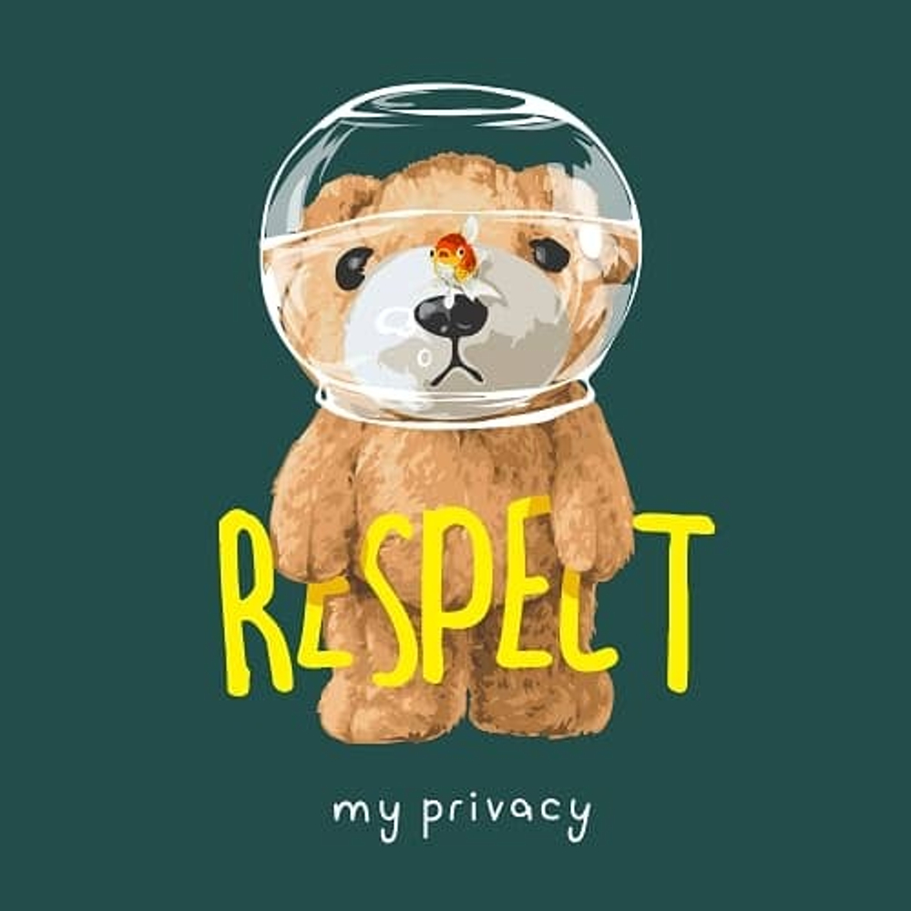 принт с Тедди Respect my privacy