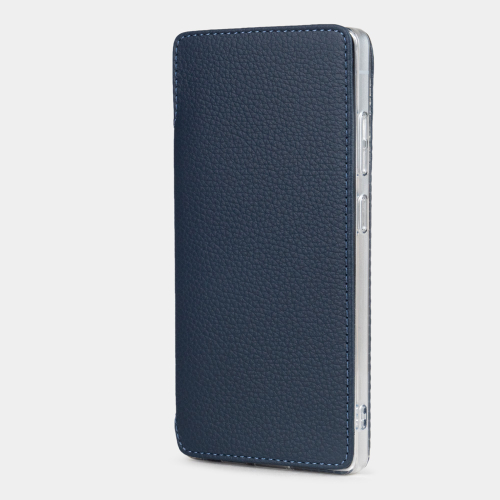 Чехол-книжка для Samsung Galaxy S25 Ultra из кожи теленка, синего цвета