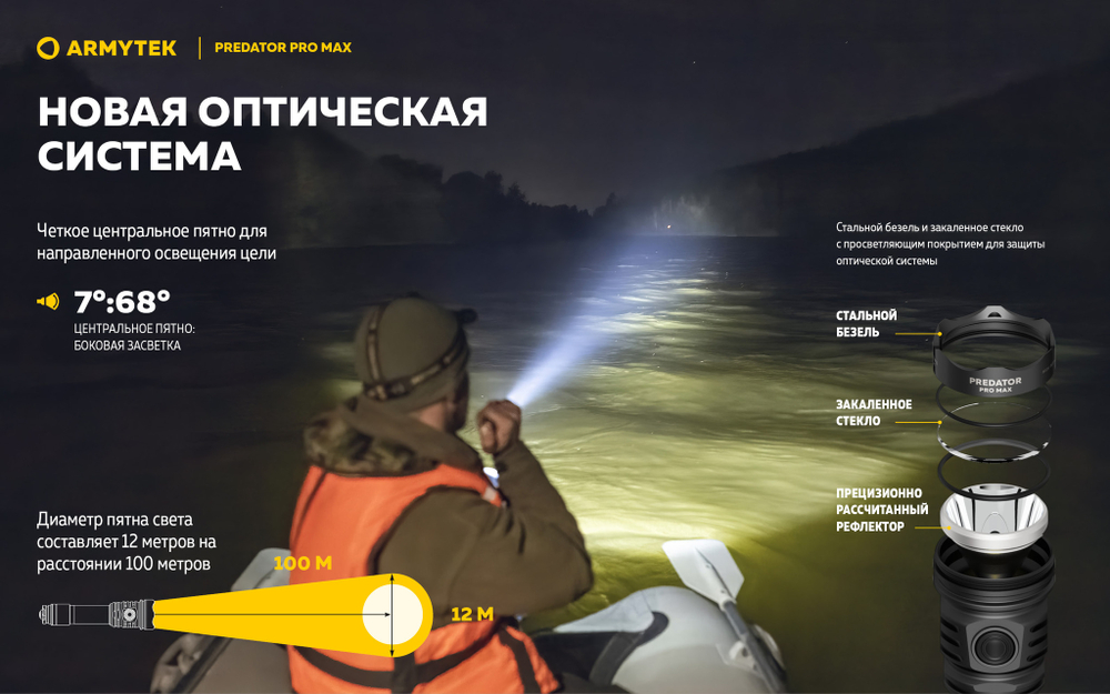 Фонарь Armytek Predator Pro Max (холодный свет) F08201C 3000 люмен