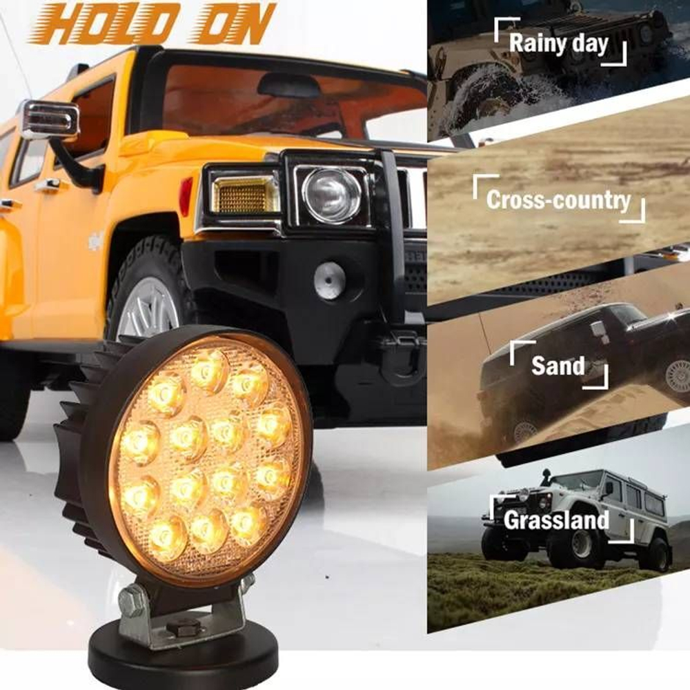 Светодиодный фонарь LED, круг, белый, 42Вт автомобильный 12в IP-68
