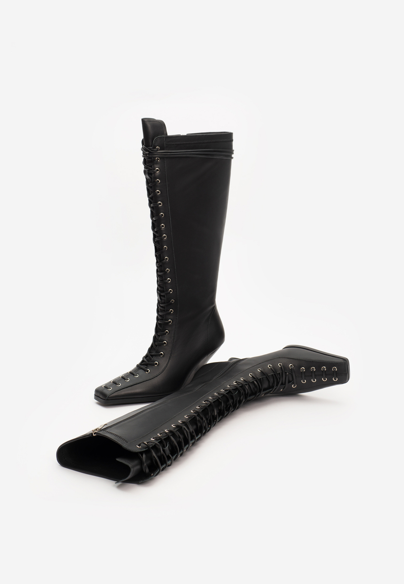 boots heel black leather