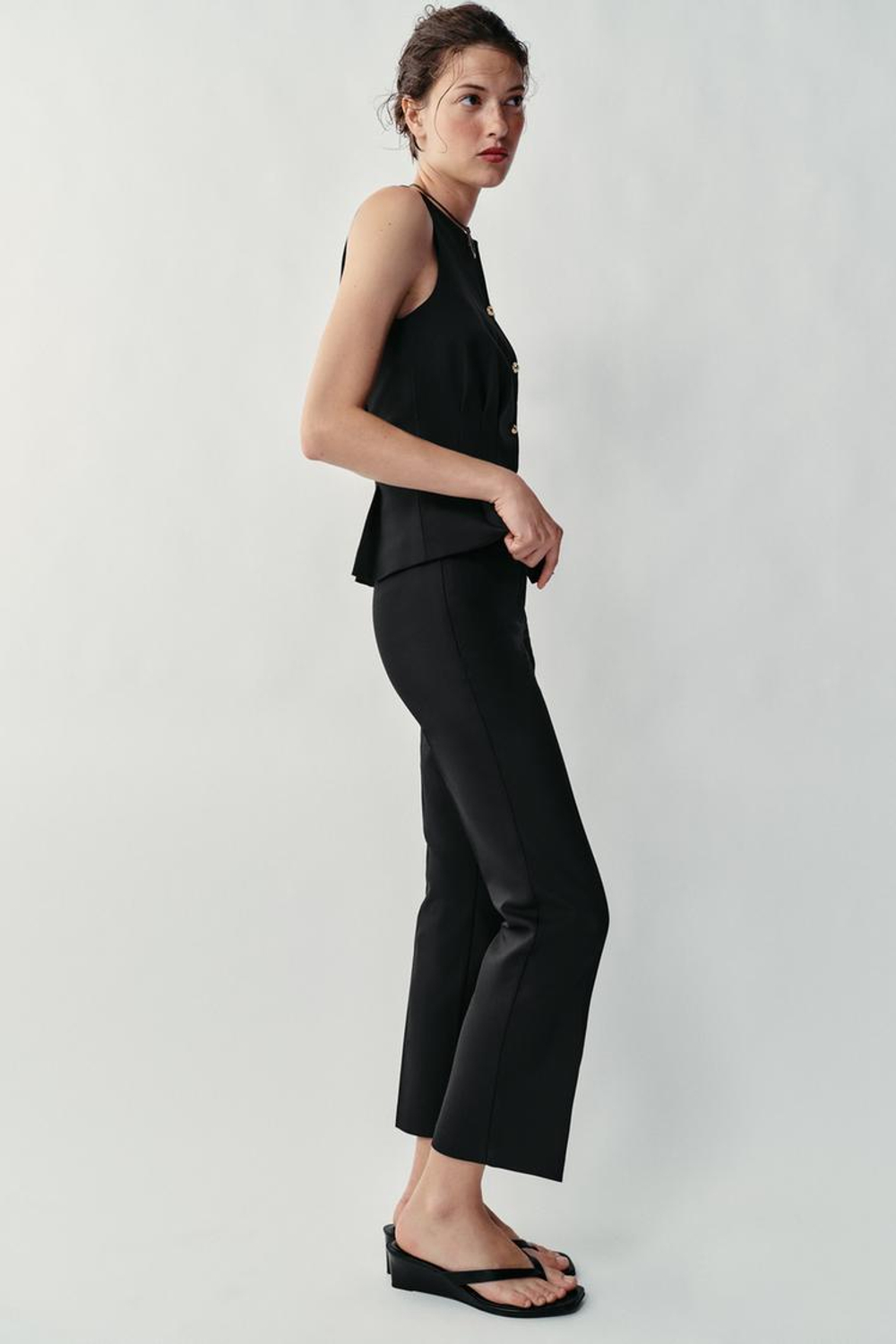 ZARA БРЮКИ MINI FLARE, ЧЕРНЫЙ