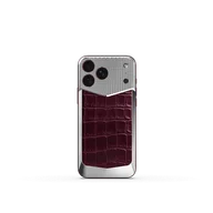 Чехол для iPhone 18 на магните - Натуральная кожа аллигатора - Burgundy