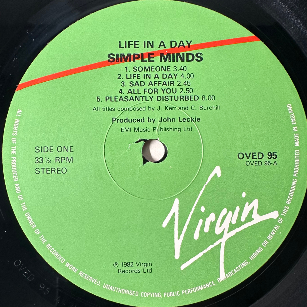 Simple Minds ‎– Life In A Day (Голландия)