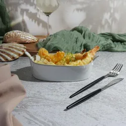 Блюдо овальное 19*11,5 см h4 см 400 мл Gray Oval Bucket с ручками Frutti di Mare P.L. [1]