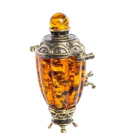 Народные промыслы AM-1284 Фигурка «Самовар Боярский» (латунь, янтарь)