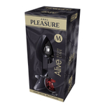 Серебристая анальная втулка Mini Metal Butt Plug Size M с красным кристаллом (Цвет: серебристый)