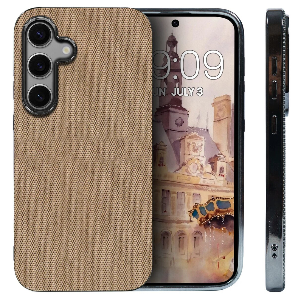 Дизайнерский чехол для SAMSUNG S24 (не ULTRA,PLUS,FE) с мягкой тканевой поверхностью