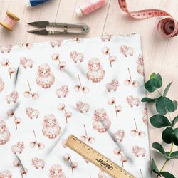 Ткань лен милые овечки