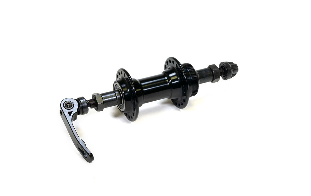 Втулка задняя WZ алюминий V-brake трещотка эксцентрик 36H ось 3/8''х135x145мм, на промах черная