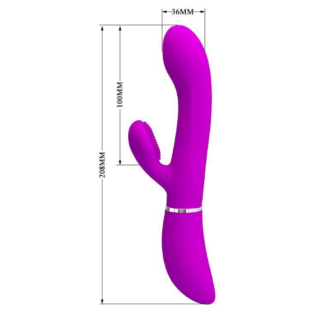 Лиловый вибратор-кролик с подвижной клиторальной щеточкой Clitoris Vibrator - 20,8 см. (Цвет: лиловый)