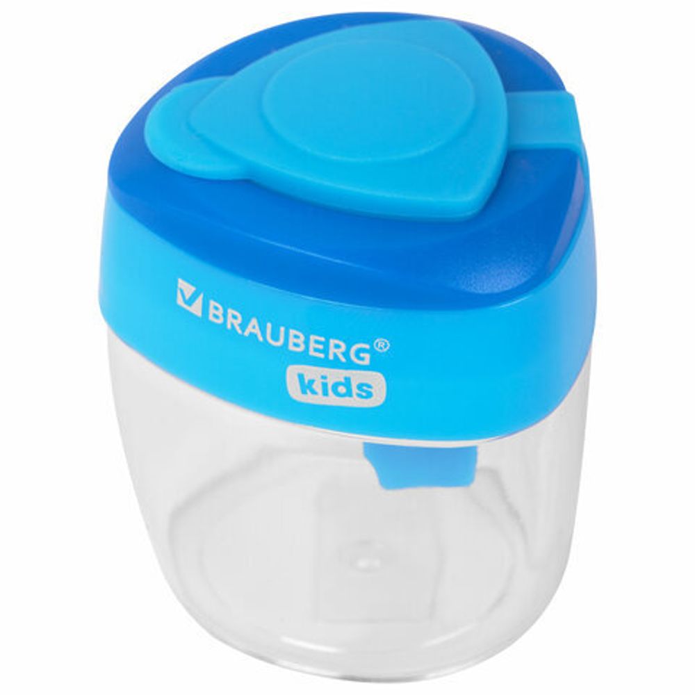 Точилка BRAUBERG KIDS "MAXI", 2 отверстия, с большим контейнером, трехгранный корпус, цвета ассорти, 271945