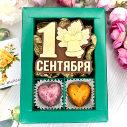 Шоколадный набор "1 сентября": шоколадка и 2 конфеты ручной работы