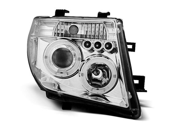Передние фары Nissan Navara D40 / Pathfinder angel eyes chrome