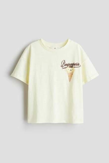 H&M Футболка оверсайз с принтом, желтый