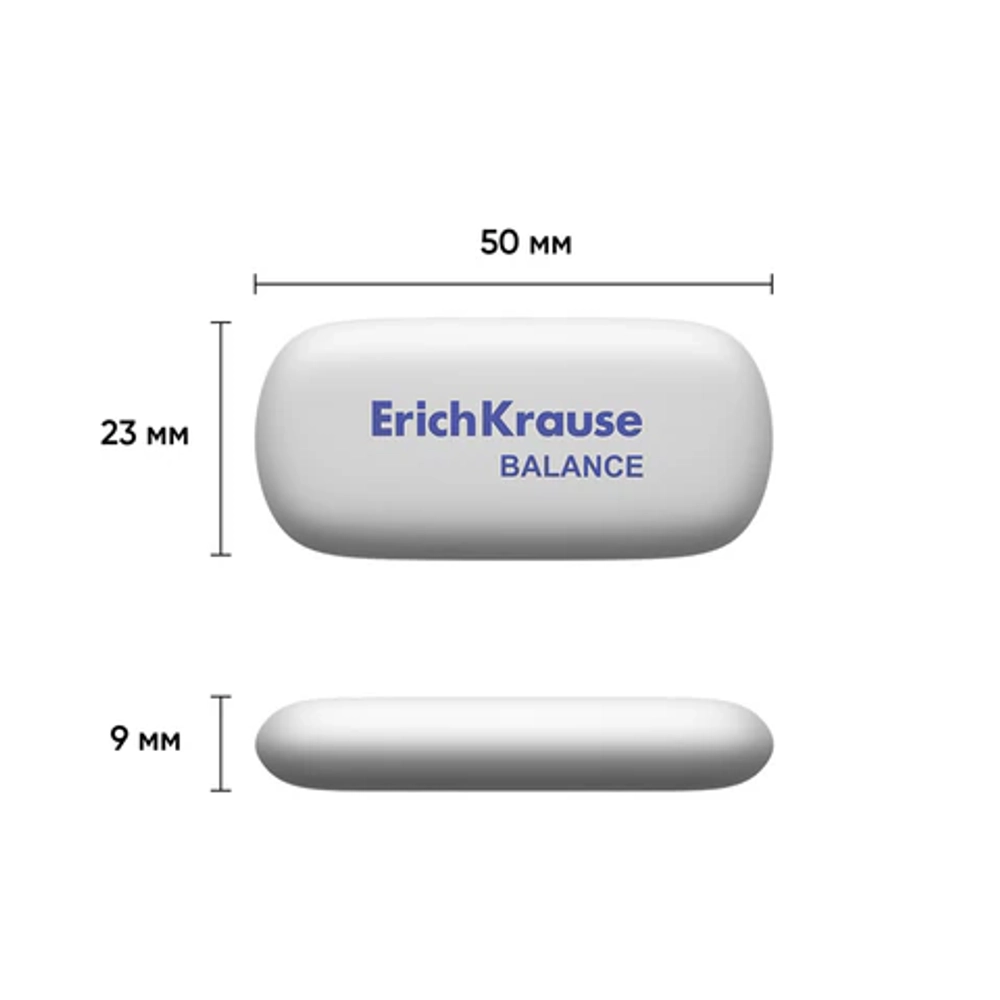 Ластик ERICH KRAUSE "Balance", 50x23x9 мм, белый, овальный