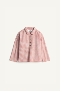 ZARA ХЛОПКОВАЯ РУБАШКА - LIMITED EDITION, ЭКРЮ/КРАСНЫЙ