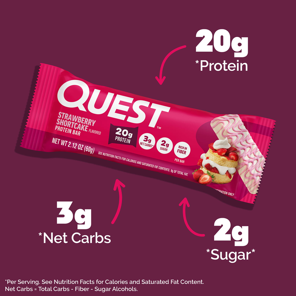 Quest Nutrition, протеиновый батончик, клубничное песочное печенье, 4 шт. по 60 г (2,12 унции)