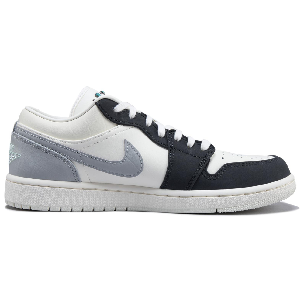 Jordan Air Jordan 1 Cushioning Low top Vintage Basketball Shoes Men's White Gray Black
