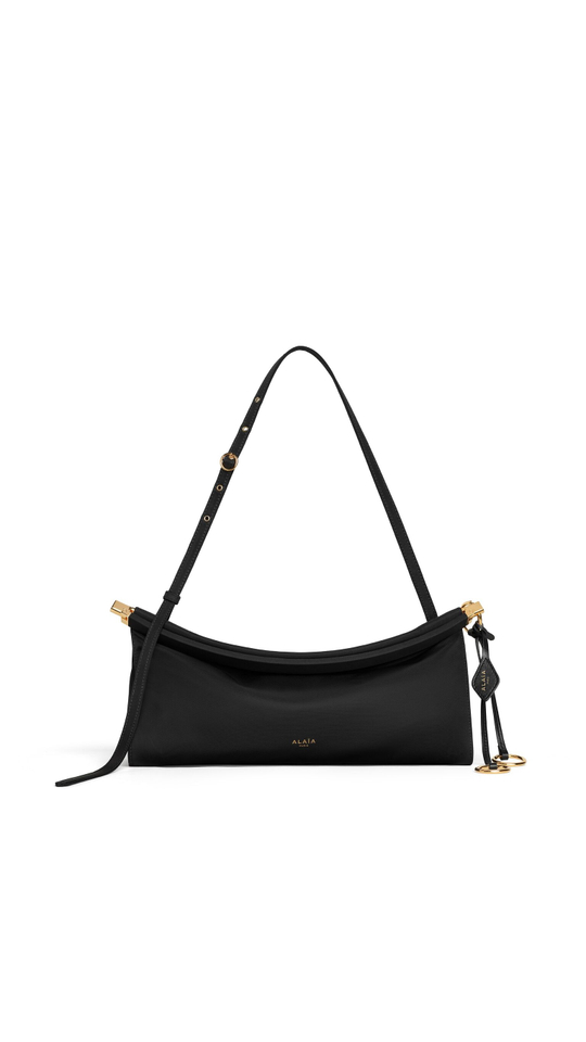 ALAÏA СУМКА LE CLICK EAST WEST ИЗ НЕЙЛОНА, ЧЕРНЫЙ